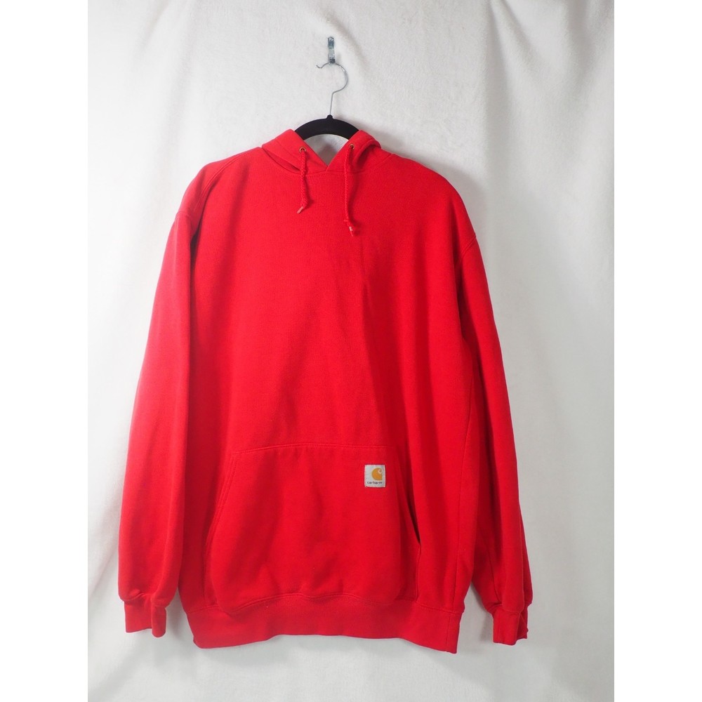 Carhartt Men's K121 Red Cotton Blend Pull over Sweater Hoodie Size Medium